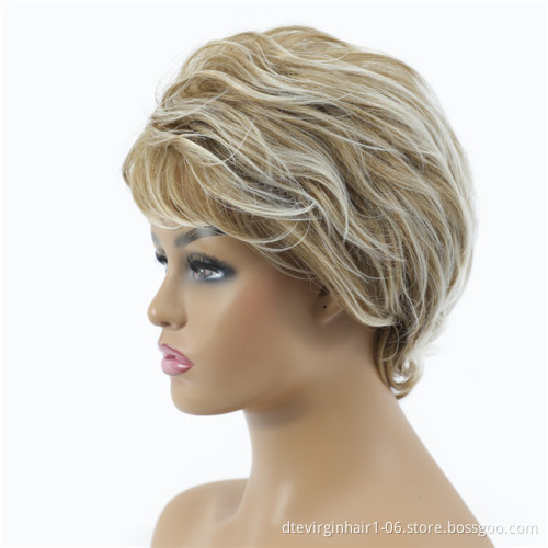6inch Short Blonde Male Wig Natural Synthetic Hair Wig HairStyle For Black Women